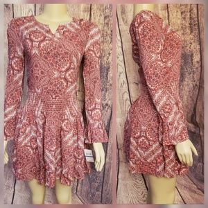 Lucky Brand Junior Burgundy Red Boho Dress